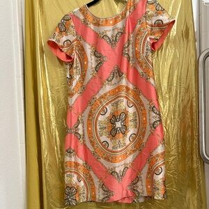 Julian Taylor Pink and Orange Short Sleeve Top